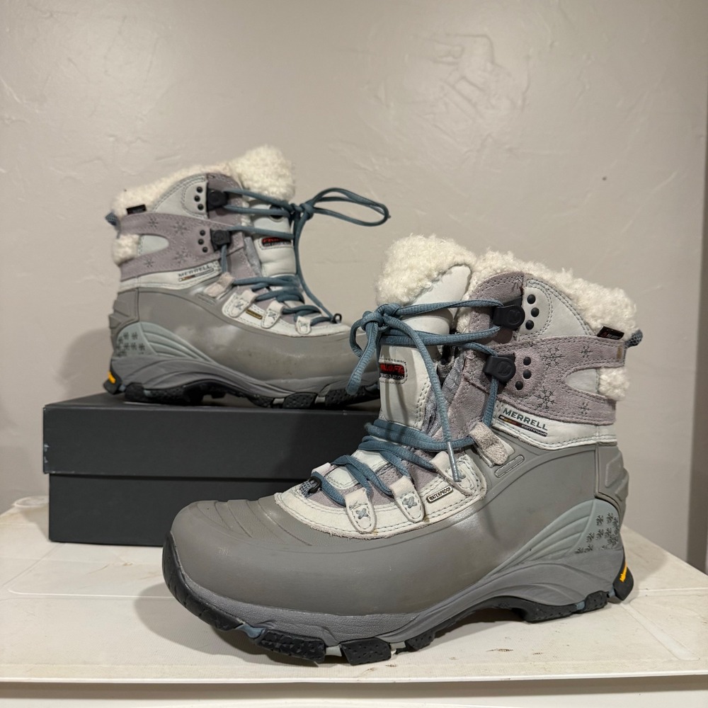 Merrell Winterlude 8 Snow Boots Womens 9 Grey Good‎ Waterproof Polartec Vibram
